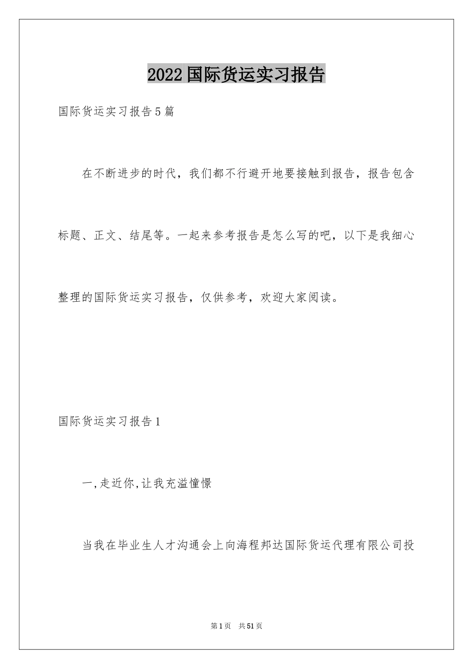 2024国际货运实习报告_第1页