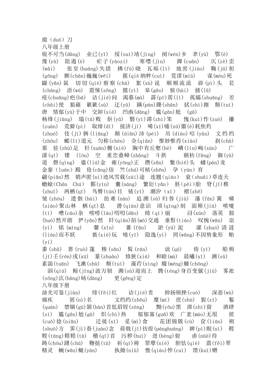 人教版初中生字词大全_第2页