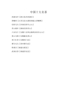 中国十大名茶