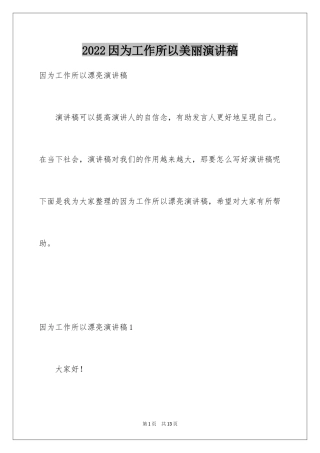 2024因为工作所以美丽演讲稿_1