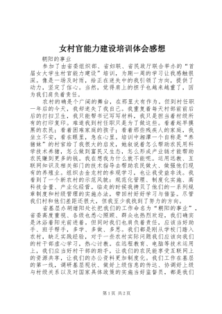 女村官能力建设培训体会感想