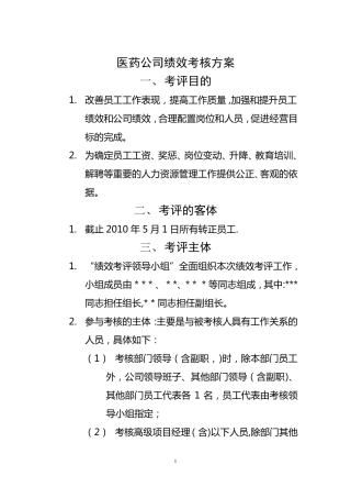 医药公司绩效考核方案