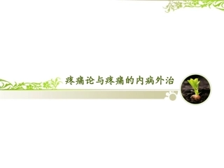 疼痛论与疼痛的内病外治