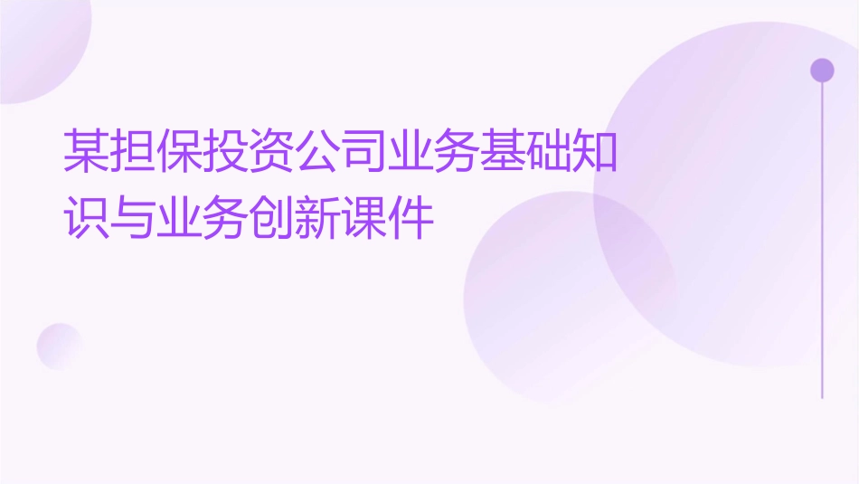 某担保投资公司业务基础知识与业务创新课件_第1页