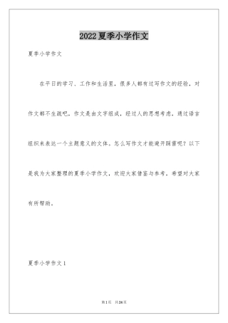 2024夏季小学作文