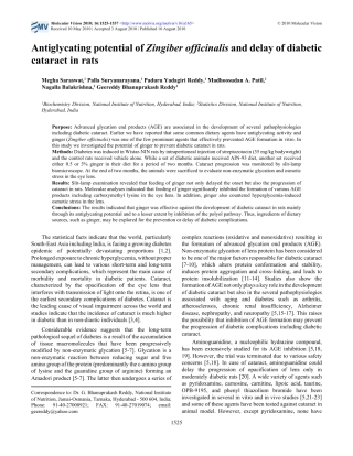 生姜降血糖及抗糖尿病性白内障作用