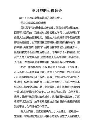 学习战略心得体会