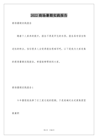2024商场暑期实践报告
