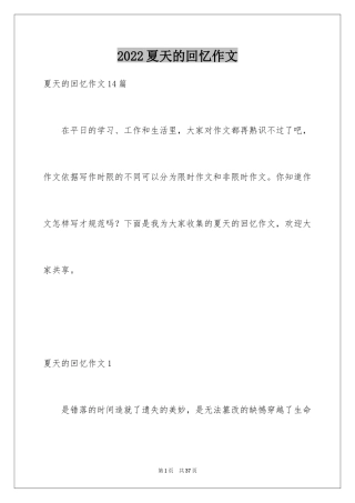 2024夏天的回忆作文_2