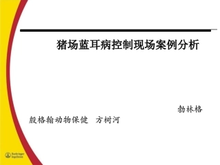 猪场蓝耳病控制现场案例分析勃林格