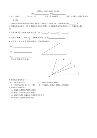 巩固练习：角的大小比较