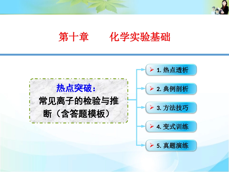热点突破    常见离子的检验与推断(含答题模板)_第1页