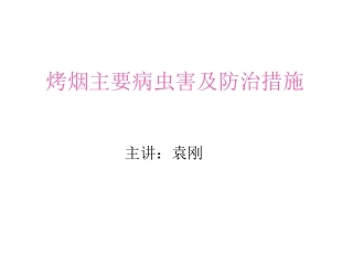 烤烟主要病虫害及防治措施