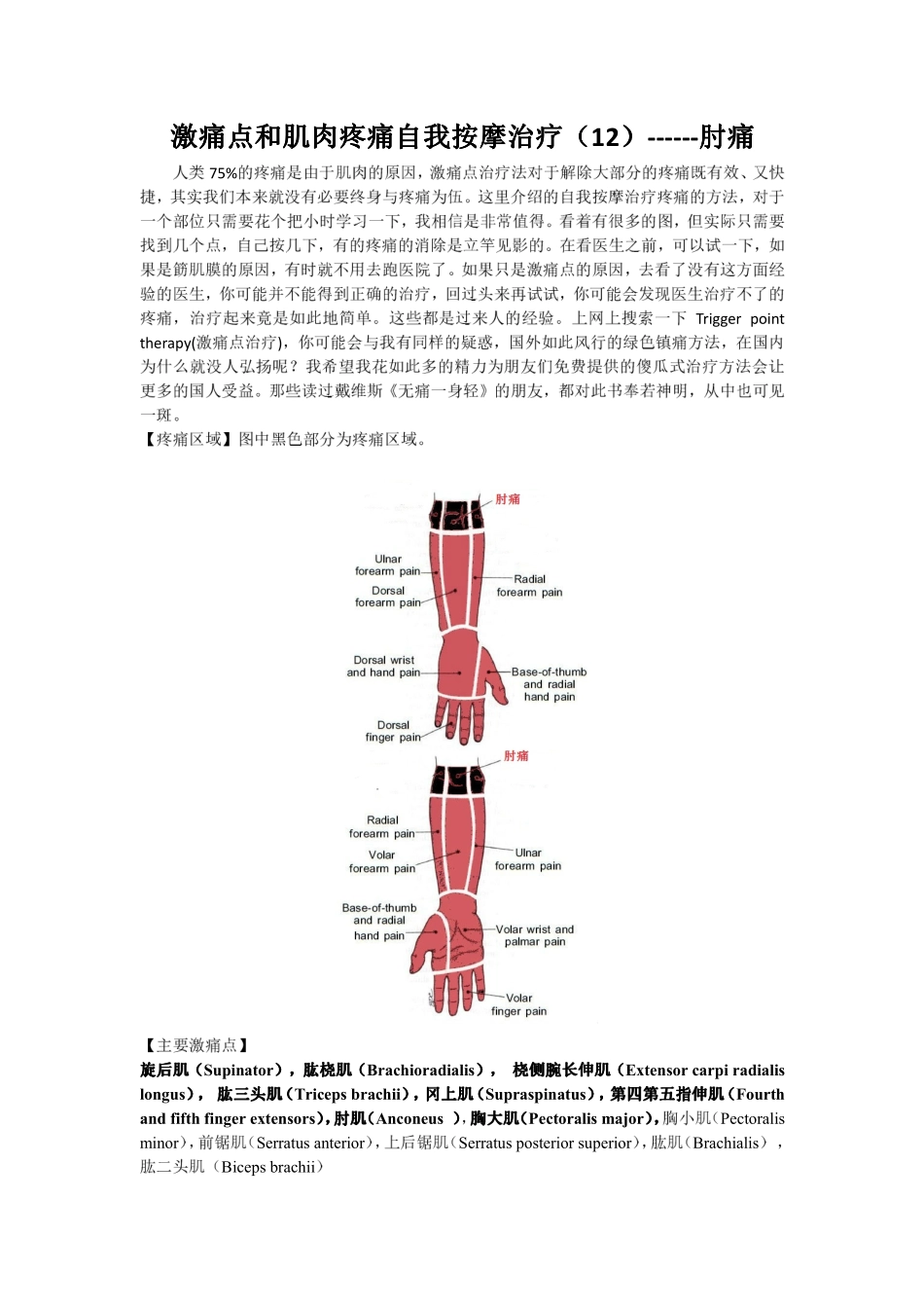 激痛点和肌肉疼痛自我按摩治疗(12)肘痛_第1页