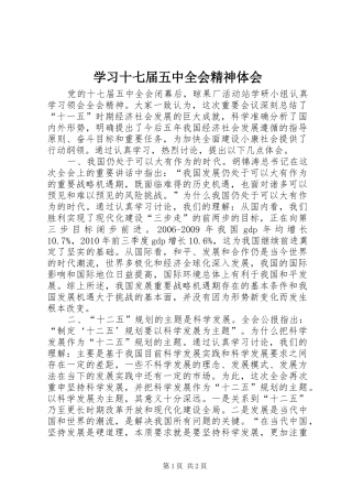 学习十七届五中全会精神体会