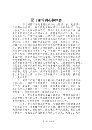 团干部培训心得体会 (20)