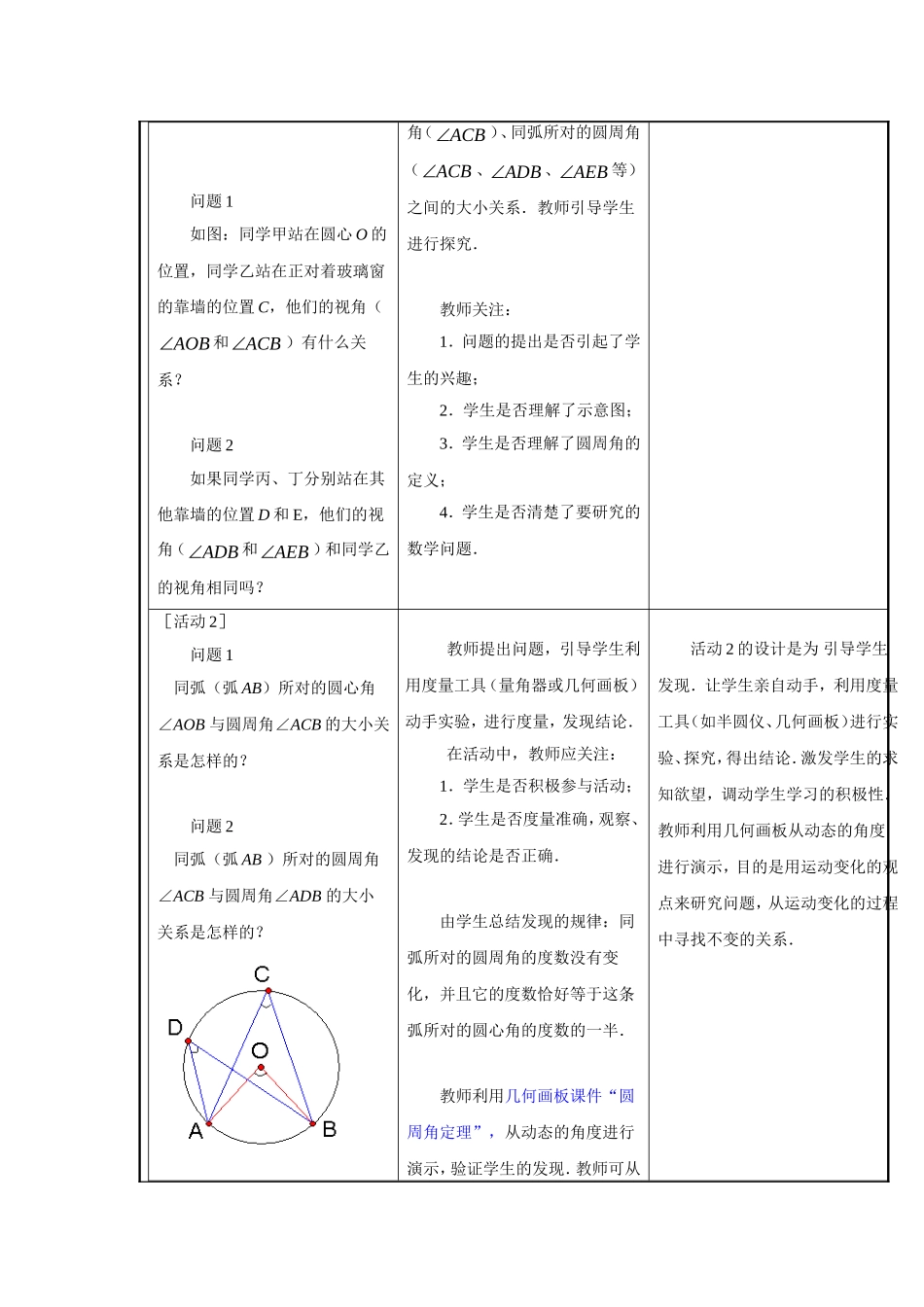 甘肃省通渭县黑燕山学校人教版数学九年级上册教案：2414圆周角_第2页