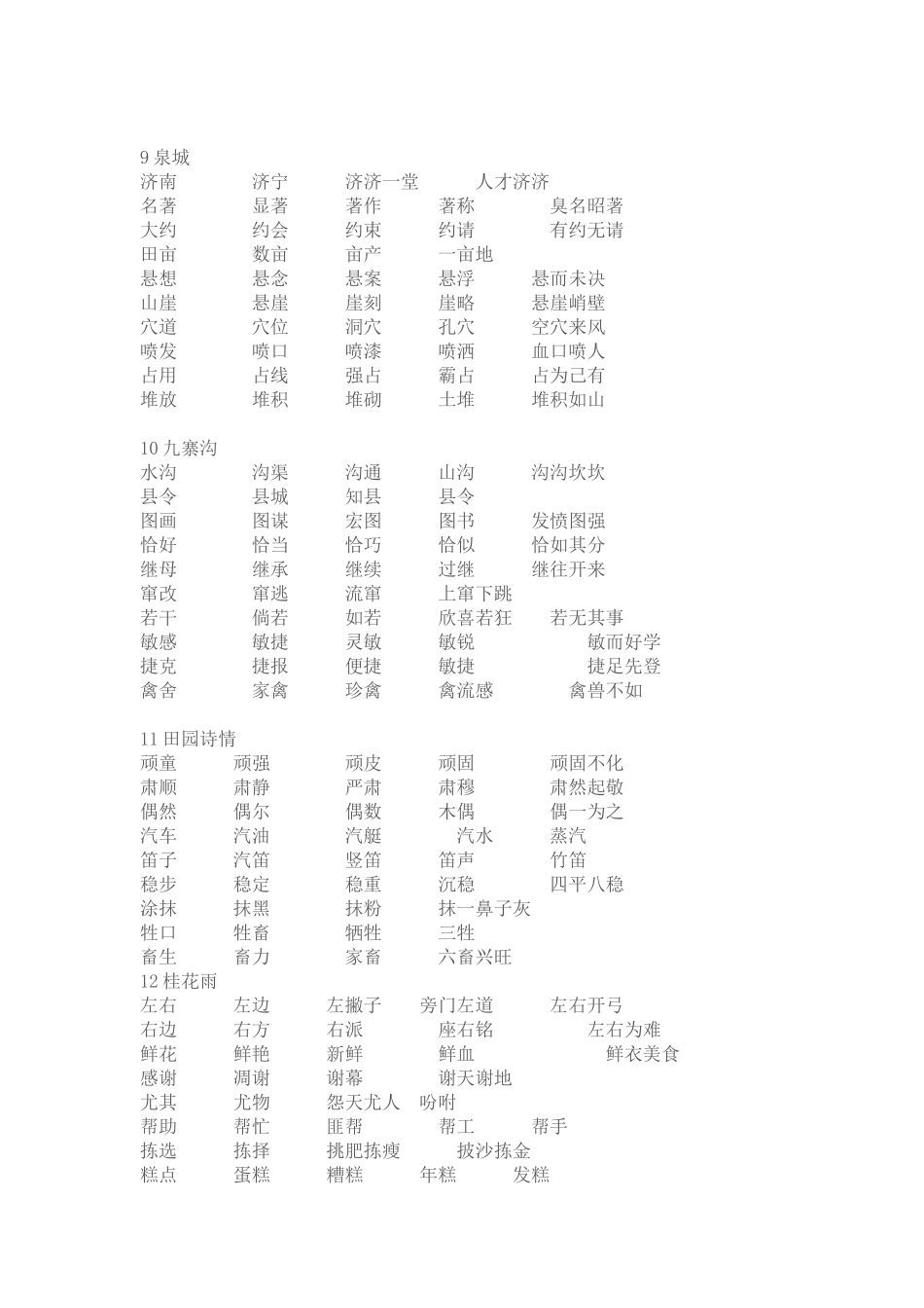 苏教版小学语文四年级上册生字词词语组词(2)_第3页