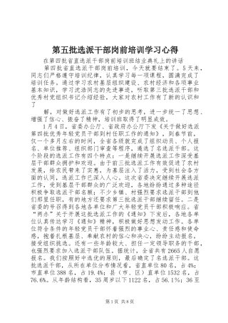 第五批选派干部岗前培训学习心得