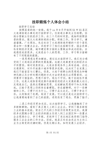 挂职锻炼个人体会小结