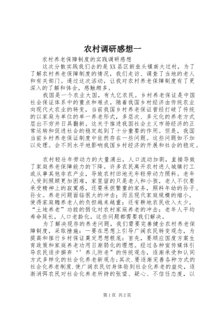农村调研感想一