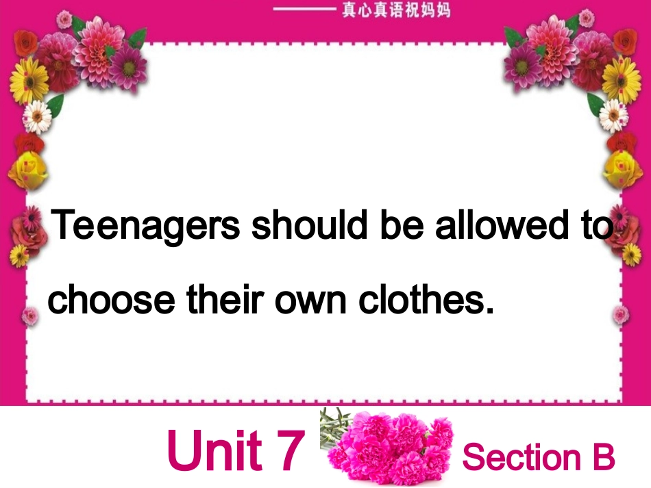新版教材九年级Unit7_Teenagers_should_be_allowed_to_choose_their_own_clothes_SectionB_第1页