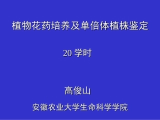 植物花药培养及单倍体植株鉴定-2015资料