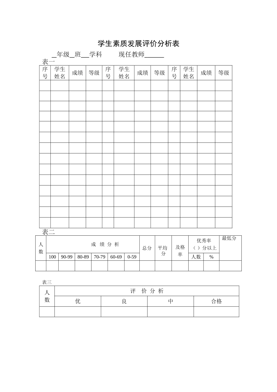 学生学习成绩分析表_第1页