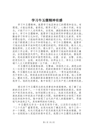 学习牛玉儒精神有感