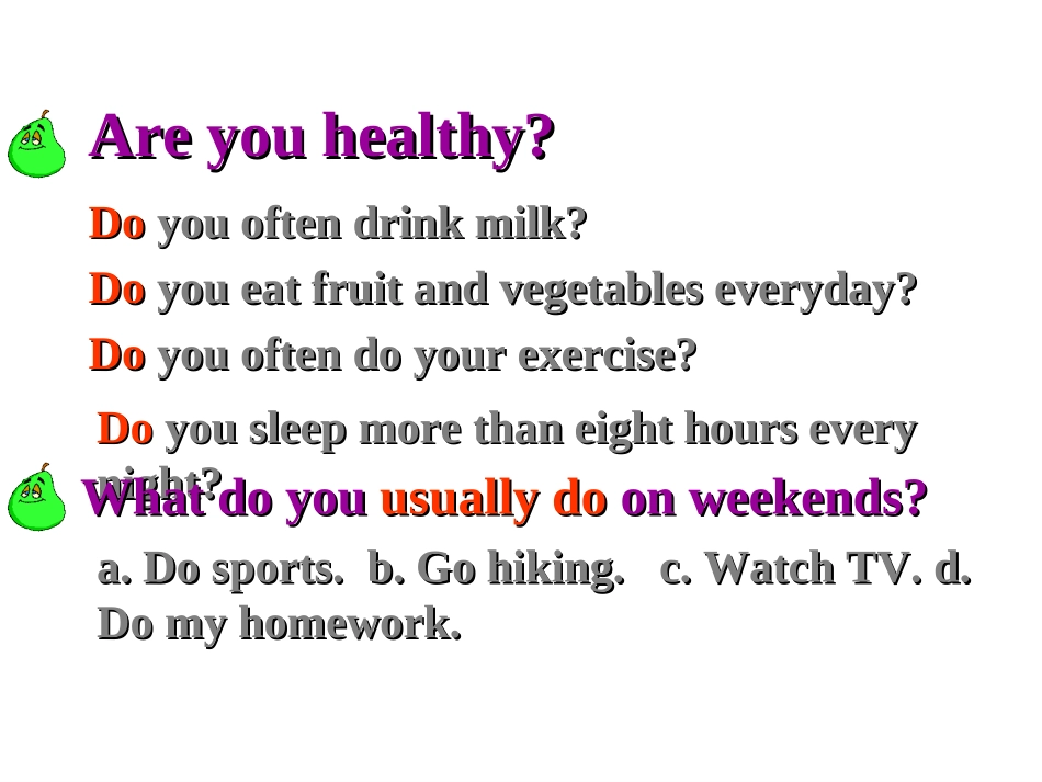 八年级上册英语课件unit2_How_often_do_you_exercise课件_第2页