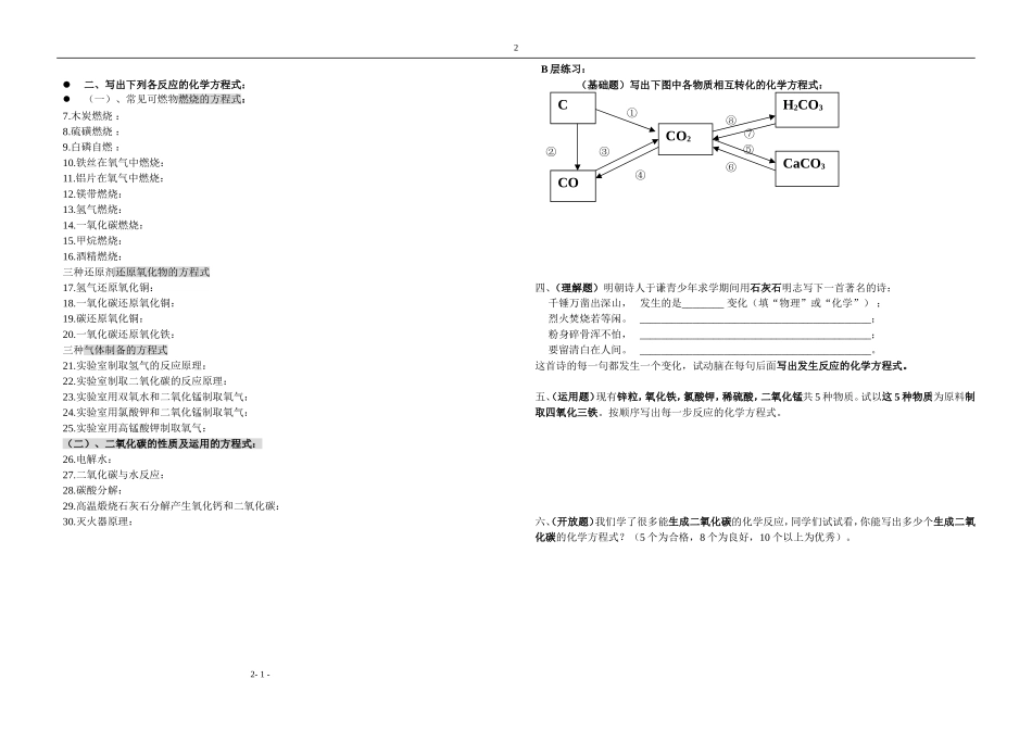 中考化学用语复习题_第2页