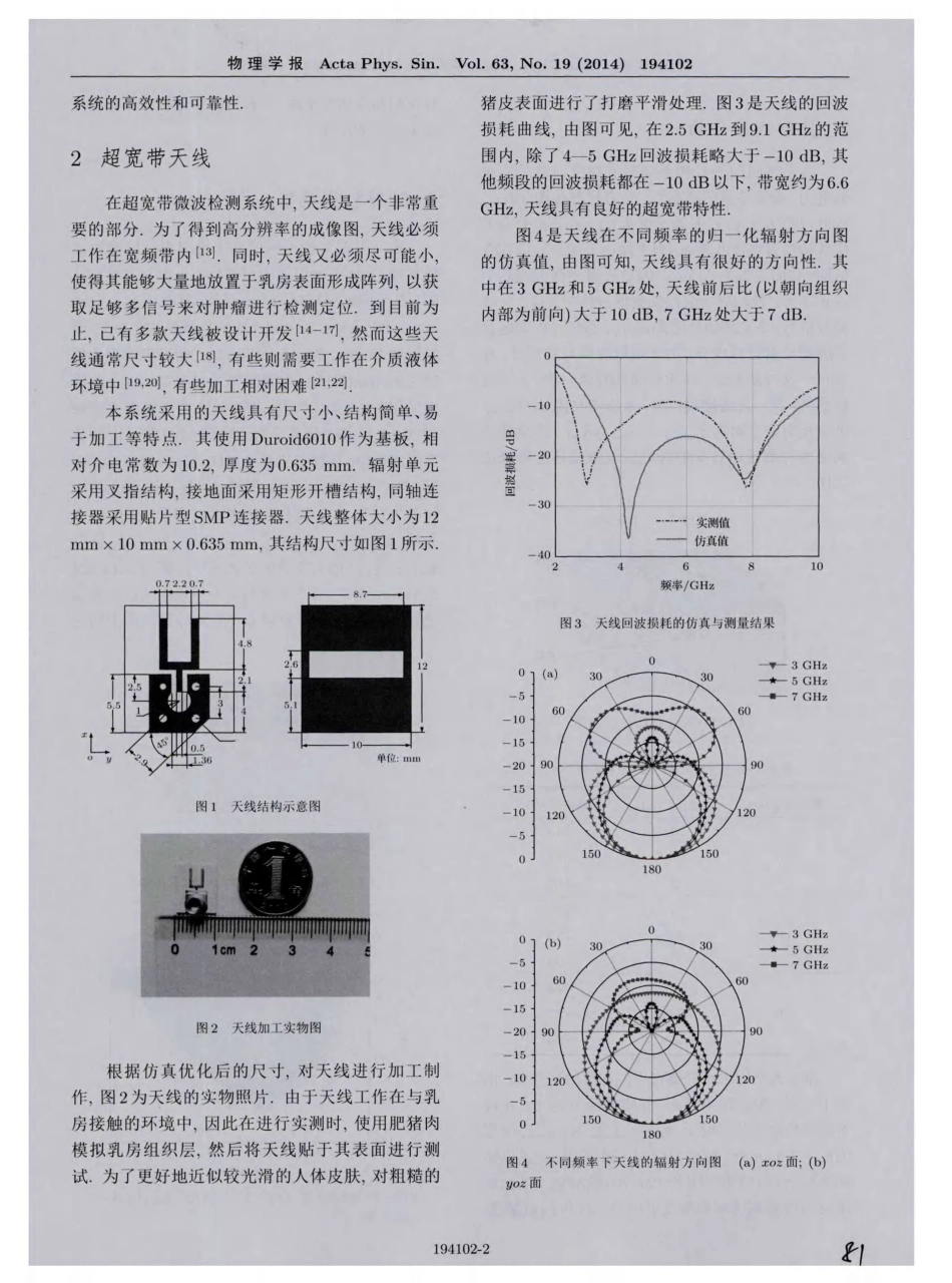 早期乳腺肿瘤的超宽带微波稳健波束形成成像检测系统_第2页