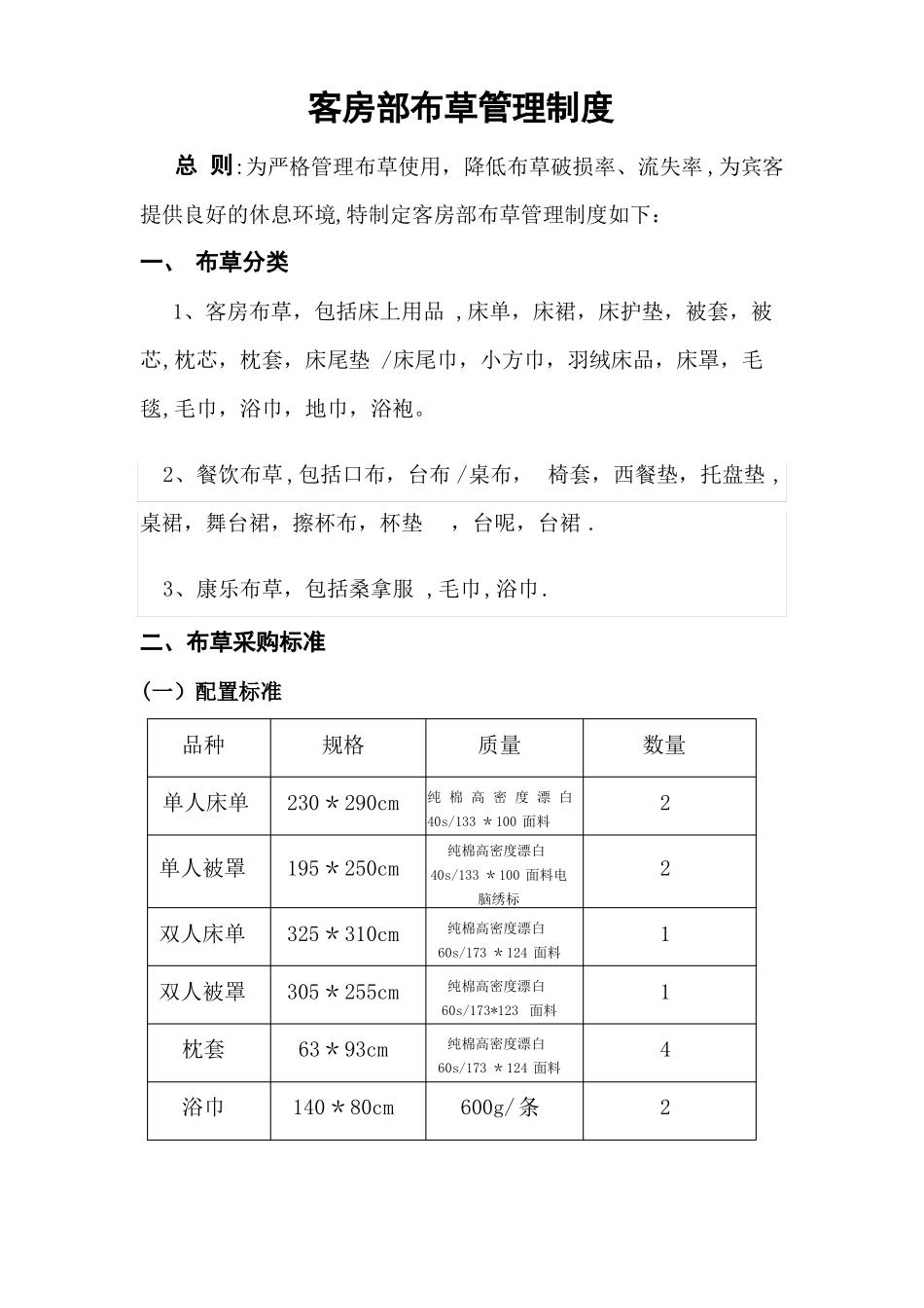 客房布草管理制度_第1页
