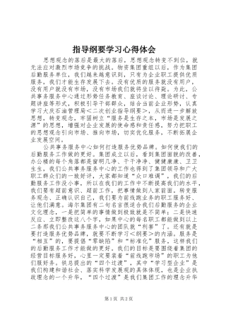 指导纲要学习心得体会