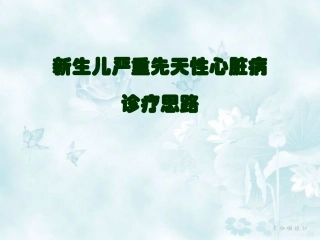 新生儿严重先天性心脏病诊疗思路剖析