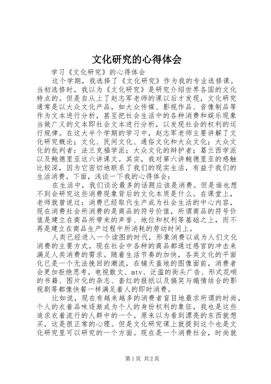 文化研究的心得体会_第1页