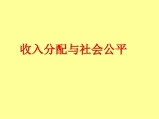 收入分配与社会公平