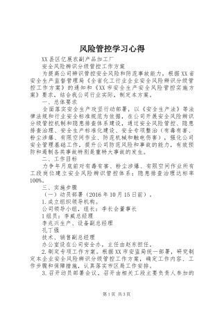 风险管控学习心得