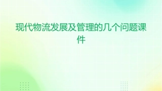 现代物流发展及管理的几个问题课件