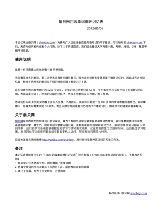 扇贝网四级单词循环记忆表