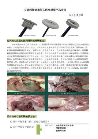 心脏间隔缺损佰仁医疗封堵产品介绍——朱立武