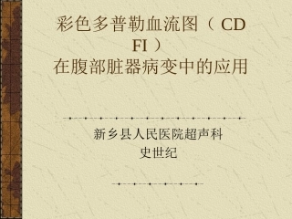 彩色 多普勒血流图(彩超课件)