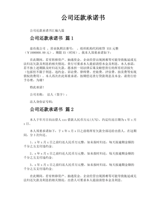 公司还款承诺书