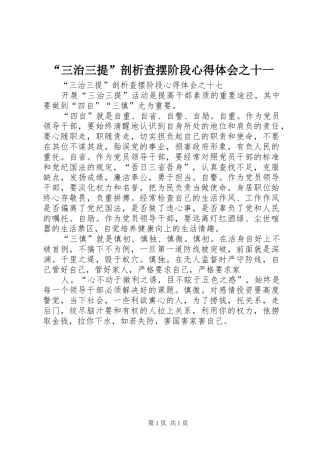 “三治三提”剖析查摆阶段心得体会之十一