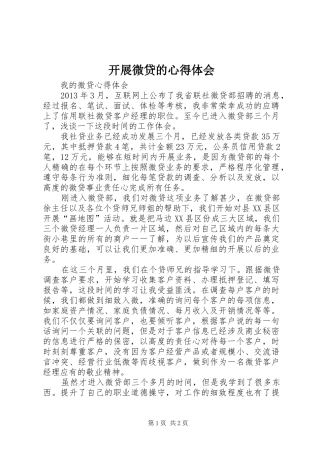 开展微贷的心得体会