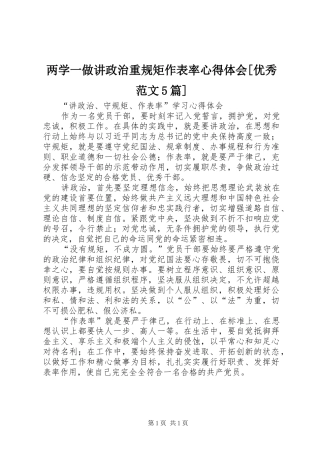 两学一做讲政治重规矩作表率心得体会[优秀范文5篇]