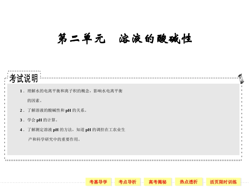 复习提纲第二单元 溶液的酸碱性_第1页