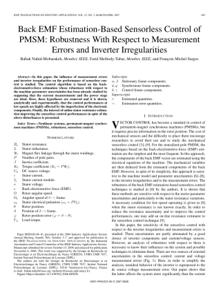 基于反电动势法的无速度传感器矢量控制系统