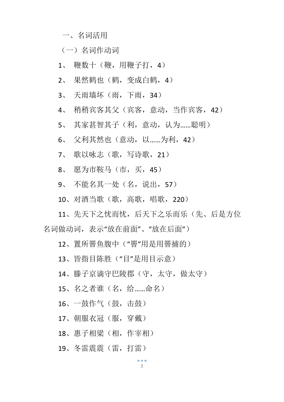 初中1—6册文言文词类活用总汇_第2页