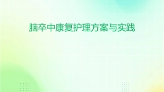 脑卒中康复护理方案与实践